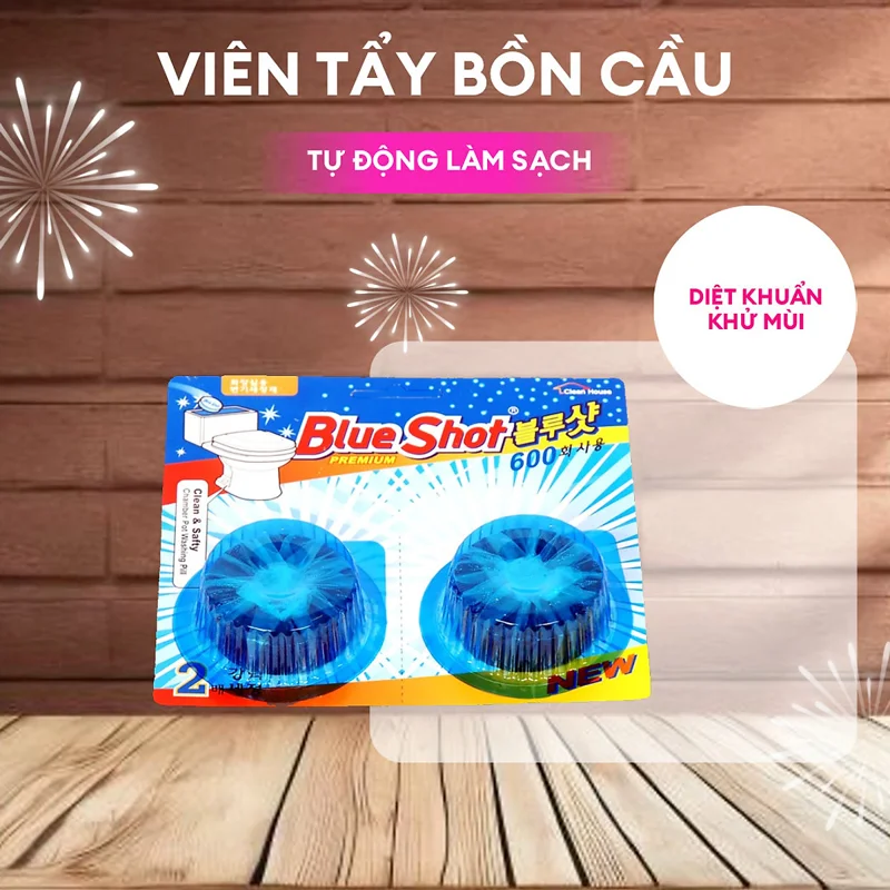 HÀNG CAO CẤP - Dùng lâu tan, nước màu xanh đẹp. Bộ 6 Vỉ (12 viên) vệ sinh, khử mùi tự động làm sạch bồn cầu Hàn Quốc BlueShot - 1 viên dùng được cả tháng