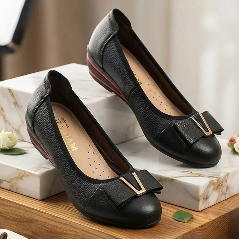 Giày Nữ Búp Bê HÀ NAM Da Bò Thật Đế Xuồng 5cm Tôn Dáng Thời Trang Cao Cấp GBBN2037