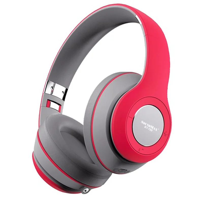 Tai nghe không dây bluetooth SoundMax BT700 (hồng đỏ/ đen - hàng chính hãng