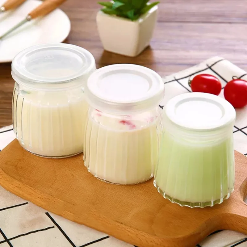 Bộ 12 Hũ Thuỷ Tinh Sọc 100ML Làm Yaourt- Sữa Chua Caramen-Pudding- Có Nắp Đậy- Hàng Chính Hãng MINIIN