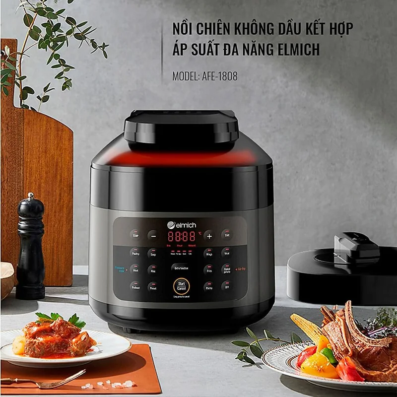 Nồi chiên không dầu kết hợp áp suất đa năng Elmich AFE-1808 - Hàng chính hãng