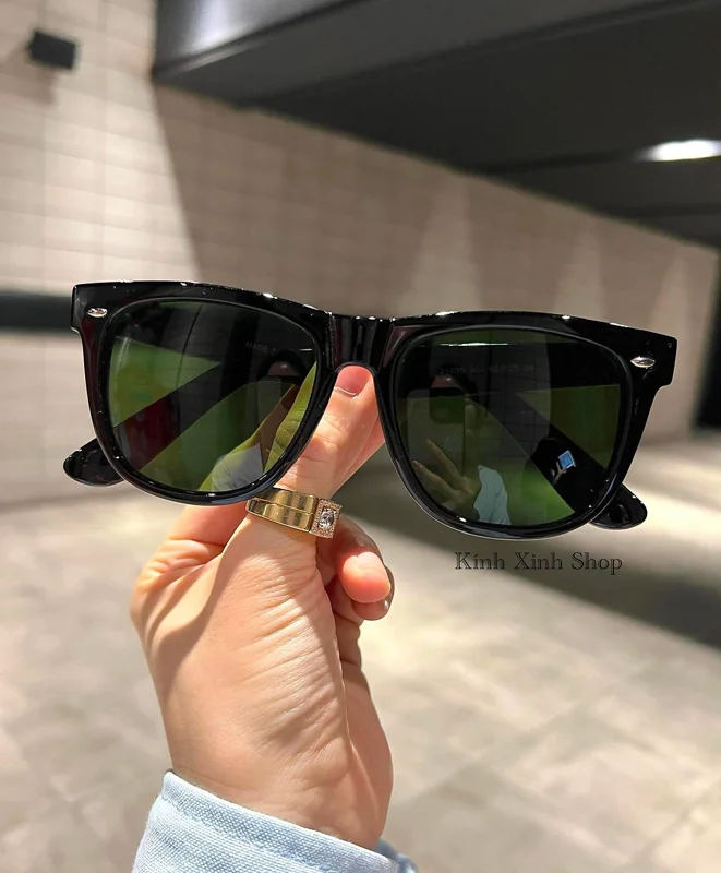 Kính râm nam dáng vuông wayfarer cổ điển Mắt thủy tinh cao cấp