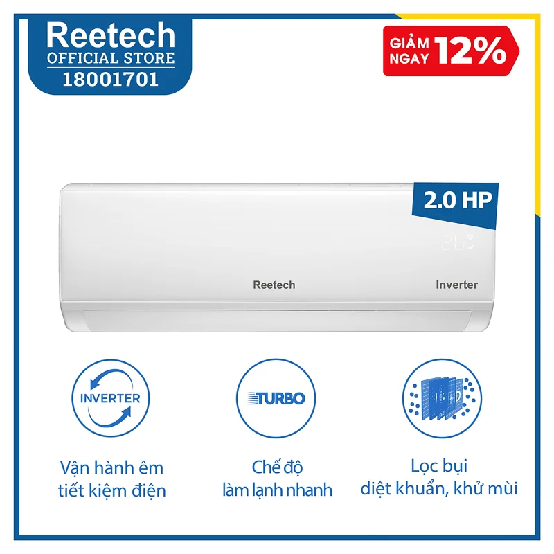 Máy Lạnh Reetech Inverter 2HP RTV18-TC-BI/RCV18-TC-BI - Hàng chính hãng (chỉ giao HCM, HN và một số tỉnh)