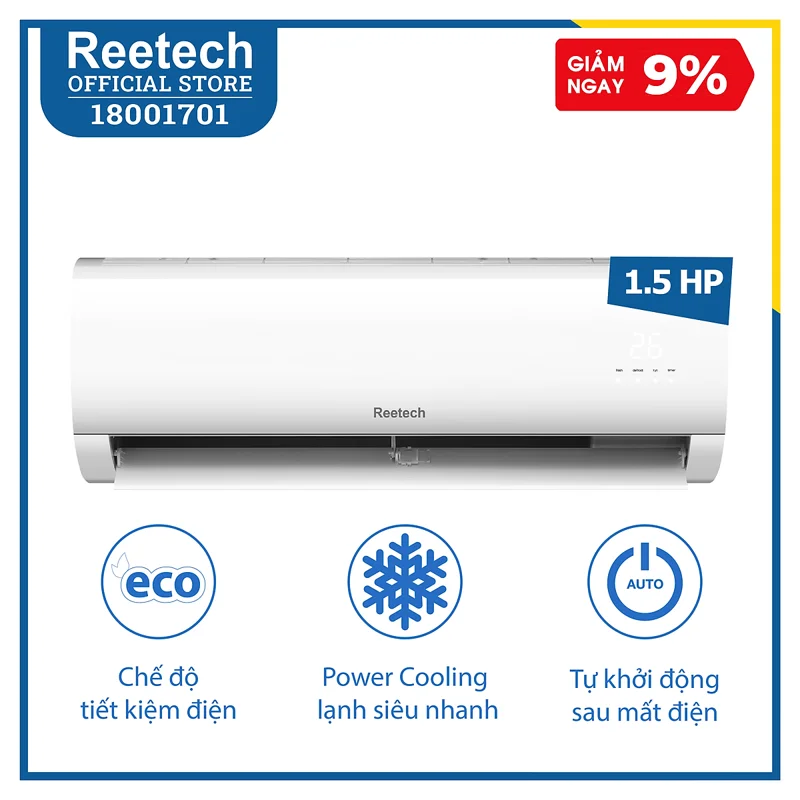 Máy lạnh Reetech 1,5 HP RT12-BK-BT/RC12-BK-BT - Hàng chính hãng (chỉ giao HCM, HN và một số tỉnh)