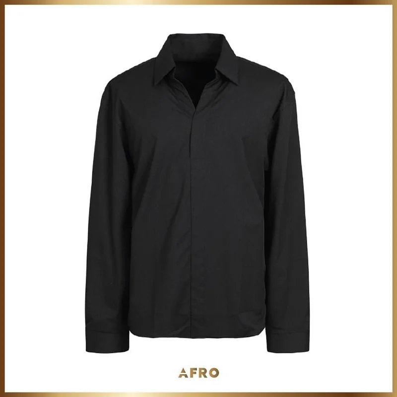 ÁO SƠMI ĐEN CÔNG SỞ CỔ CÁCH ĐIỆU NAM HÀN QUỐC 006369