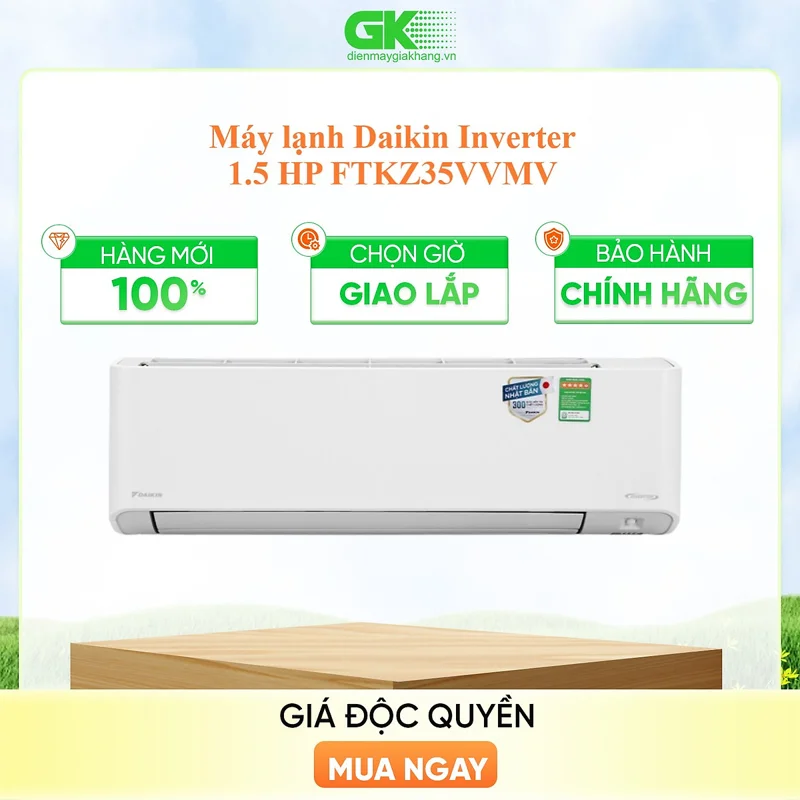 Máy lạnh Daikin Inverter FTKZ35VVMV 1.5 HP - Hàng chính hãng - Chỉ giao tại TPHCM