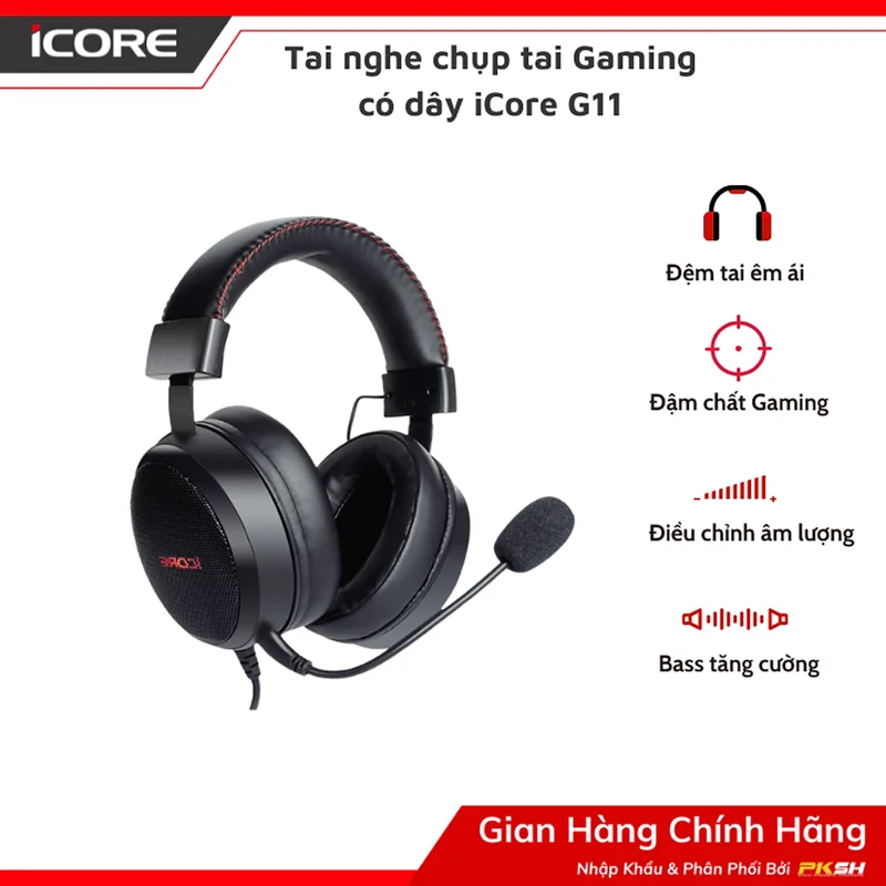 Tai nghe chụp tai Gaming có dây iCore G11 - Hàng Chính Hãng