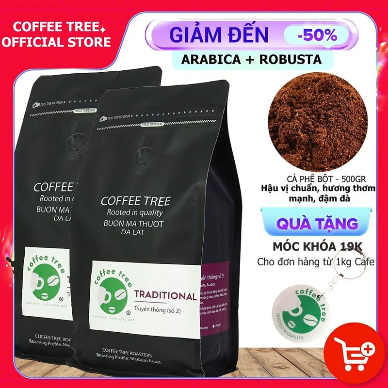 Cà Phê Nguyên Chất - Bột - Truyền Thống Số 2 - Buôn Mê Thuột - 1Kg - Hương Thơm Mạnh – Vị Đắng Vừa – Hậu Vị Ngọt