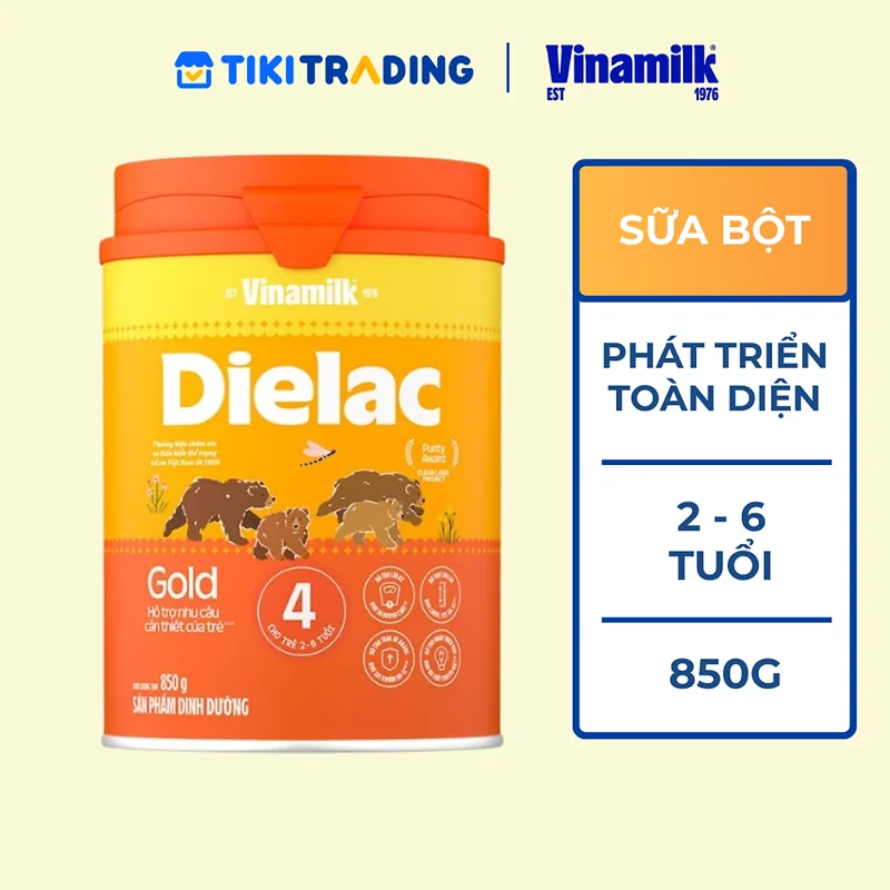 Sữa bột Vinamilk Dielac Alpha Gold 4  850g (cho trẻ từ 2- 6 tuổi)