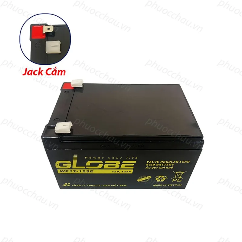 Bình Ắc Quy Khô Globe WP12-12 12V12AH, Dùng Cho Loa Kéo, Bình Phun Thuốc, UPS, Xe Đạp Điện