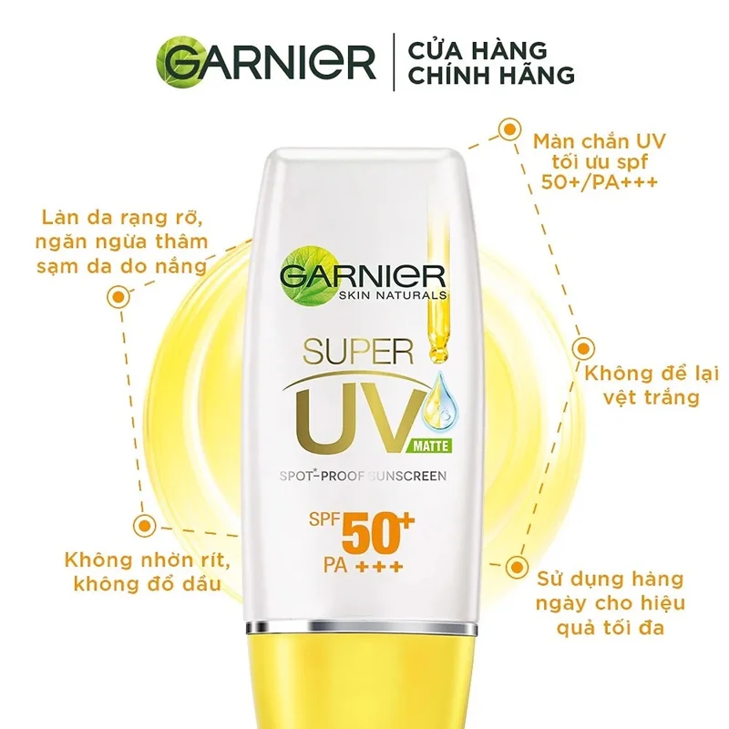[GARNIER] Kem Dưỡng Chống Nắng Kiềm Dầu Và Sáng Da Hoàn Hảo Chứa SPF 50+ PA+++ Bright Complete Super UV Matte 30ML/15ML