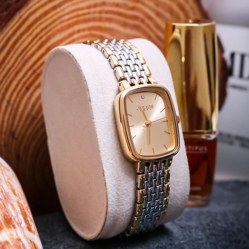 Đồng hồ nữ Julius JA-1349 dây thép mặt siêu mỏng - Đồng hồ nữ mặt chữ nhật