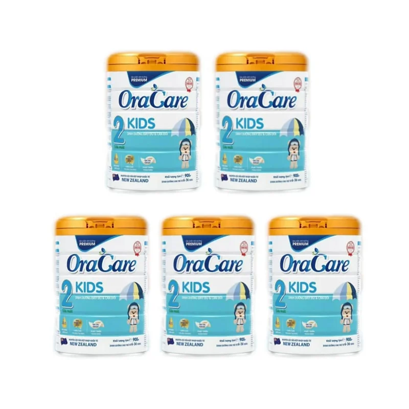 Combo 5 lon sữa OraCare Kids (Step 2) lon 900g - Dinh dưỡng đầy đủ và cân đối dành cho trẻ từ 6 - 36 tháng tuổi.