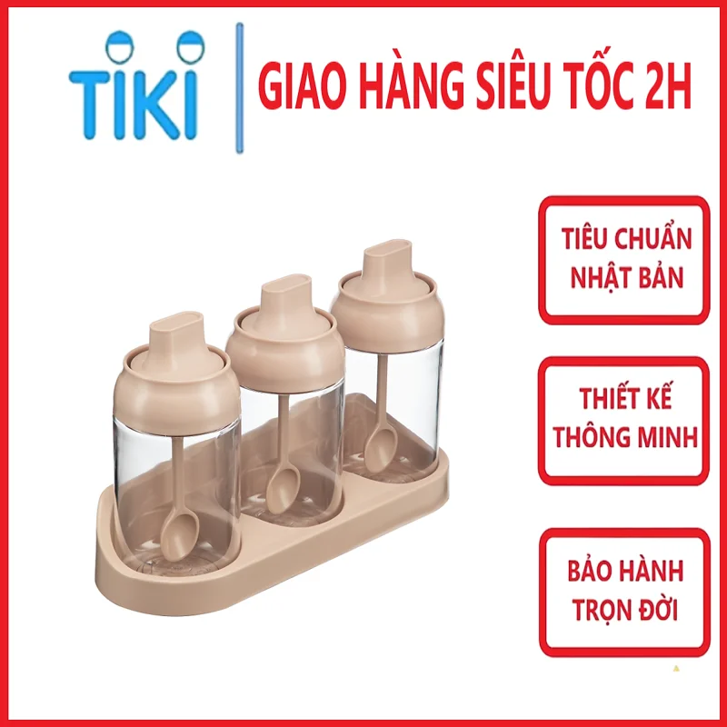 Bộ 3 hộp gia vị Tritan Yoko - Chính Hãng inochi Tiêu chuẩn nhật bản dễ dàng vệ sinh và sử dụng