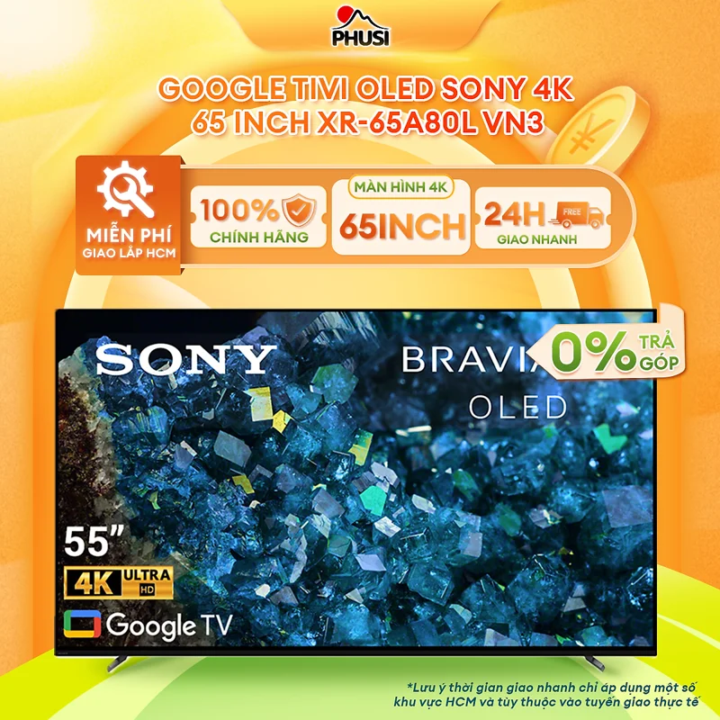 Google Tivi OLED Sony 4K 65 inch XR-65A80L - Model 2023