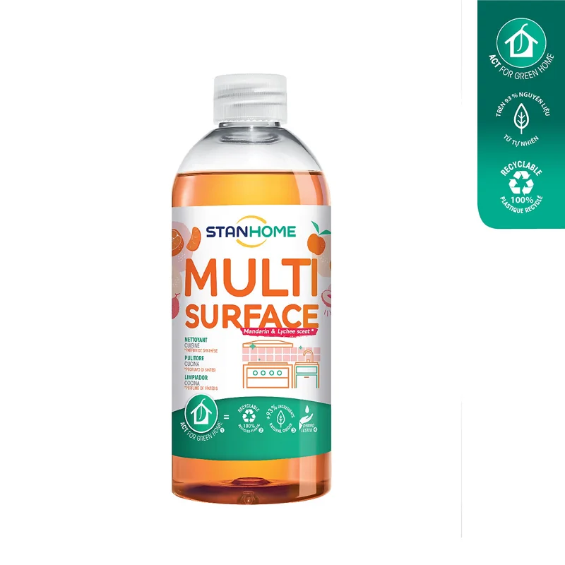 Xịt làm sạch bếp hữu cơ cho da nhạy cảm hương quýt, vải Stanhome Multi Surface Care Mandarine & Litchi 500ml- mẫu mới