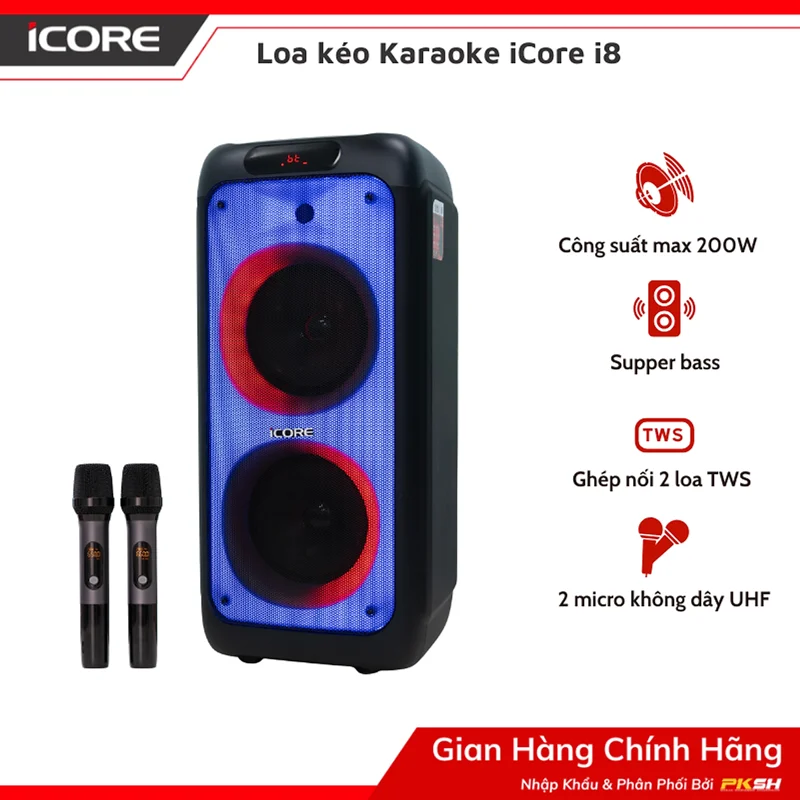 Bộ Loa Mic Karaoke Bluetooth iCore i8 - Hàng chính hãng