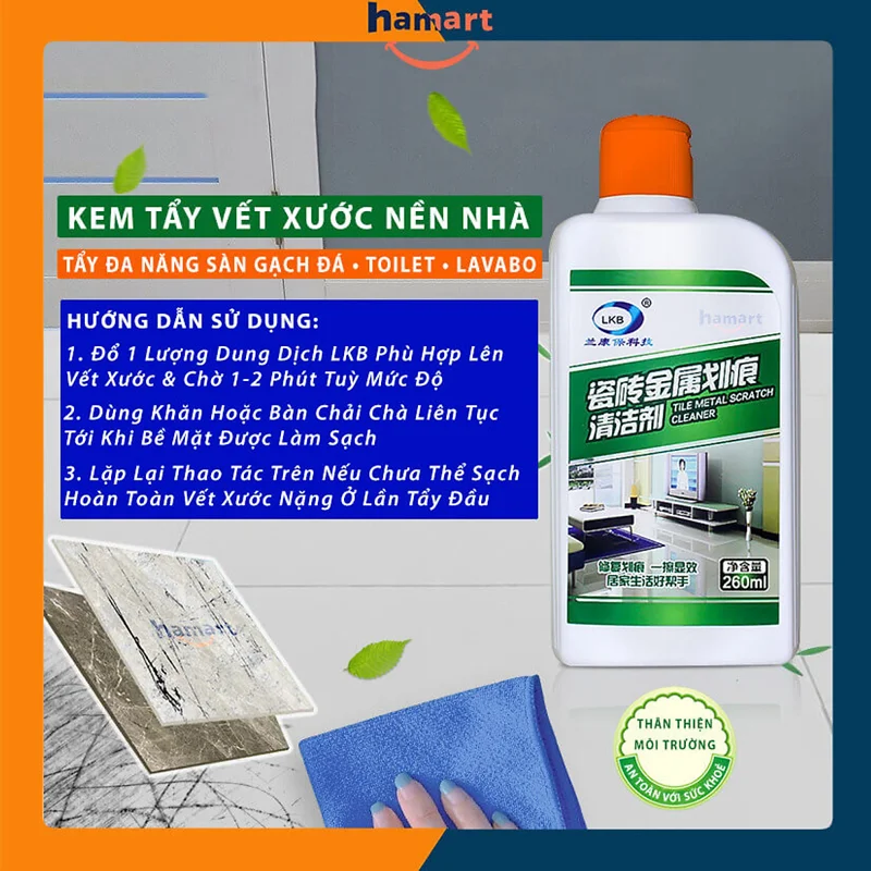 Dung Dịch Làm Sạch Vết Xước Sàn Gạch Men Lát Nền Nhà LKB 260ml Tẩy Mạnh Mẽ Hiệu Quả Tiện Lợi