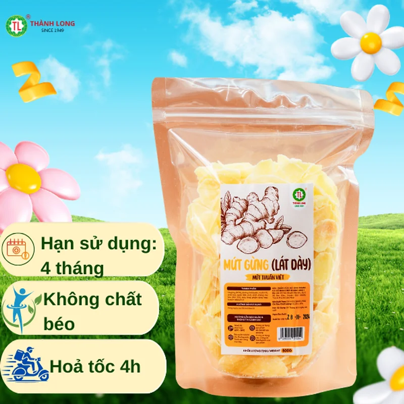 MỨT GỪNG LÁT DÀY (200G/500G) THÀNH LONG - VIỆT NAM - MỨT GỪNG THƠM NGON ÍT NGỌT