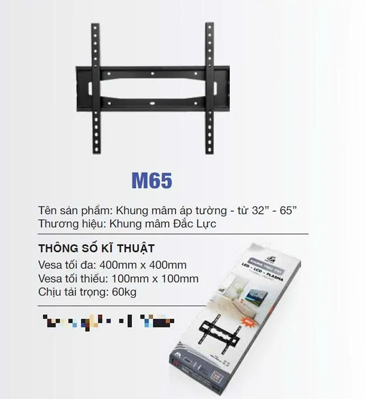 Khung mâm chính hãng Cảnh Phong giá treo tivi led cố định cho mọi hãng tivi từ 32-65 inch kèm ốc vít M65 - Hàng Chính Hãng