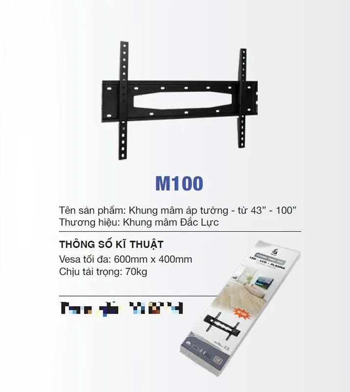 Khung mâm chính hãng CP giá treo tivi led cố định cho mọi hãng tivi từ 43-100 inch kèm ốc vít M100 - Hàng Chính Hãng