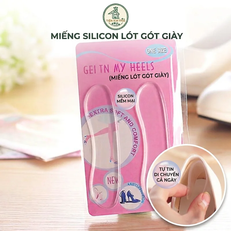 Bộ 02 cặp gồm 04 miếng lót gót giày silicon chống trầy bảo vệ gót chân, giảm size giày
