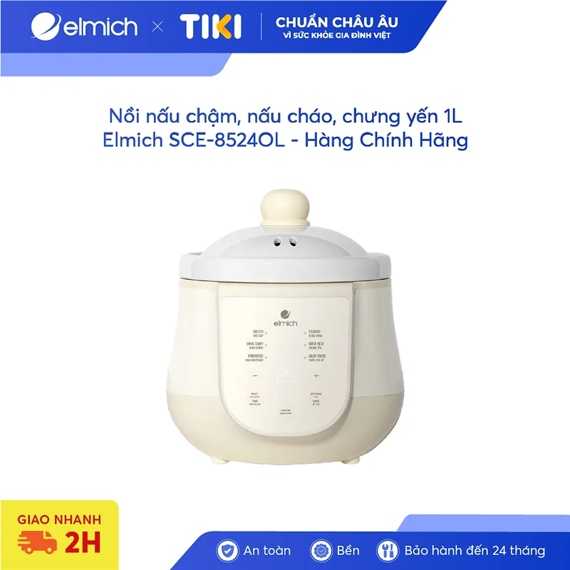 Nồi nấu chậm, nấu cháo, chưng yến 1L Elmich SCE-8524OL - Hàng Chính Hãng