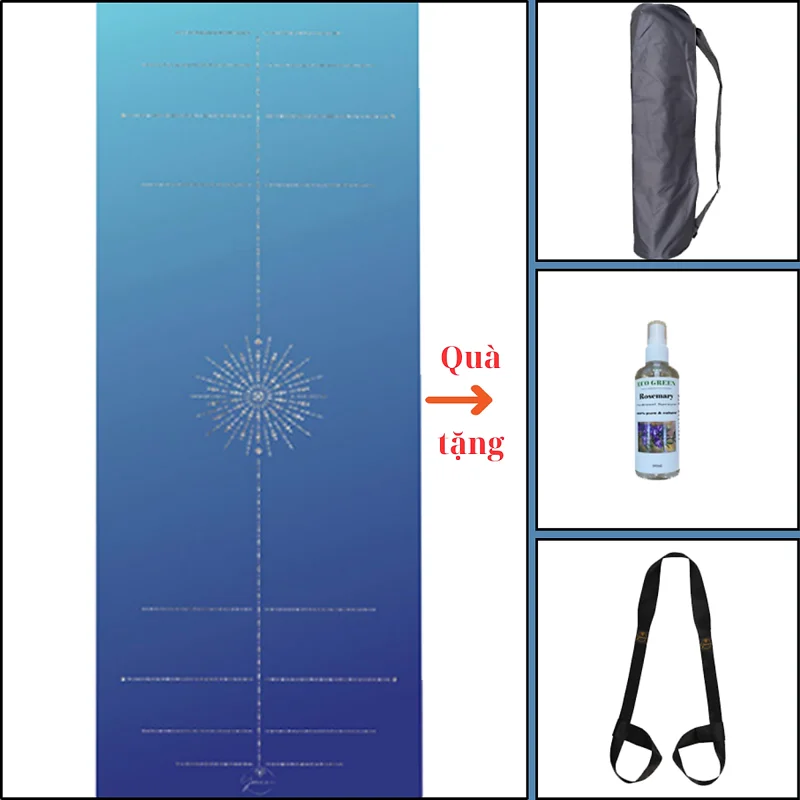 Thảm tập yoga chính hãng Yvonne, Pole Star Blue (TẶNG KÈM 3 PHẦN QUÀ), dày 6mm, bề mặt nhám, siêu bám, chống trơn trượt, thấm hút mồ hôi, càng nhiều mồ hôi càng bám, dễ vệ sinh, bề đẹp, sang trọng