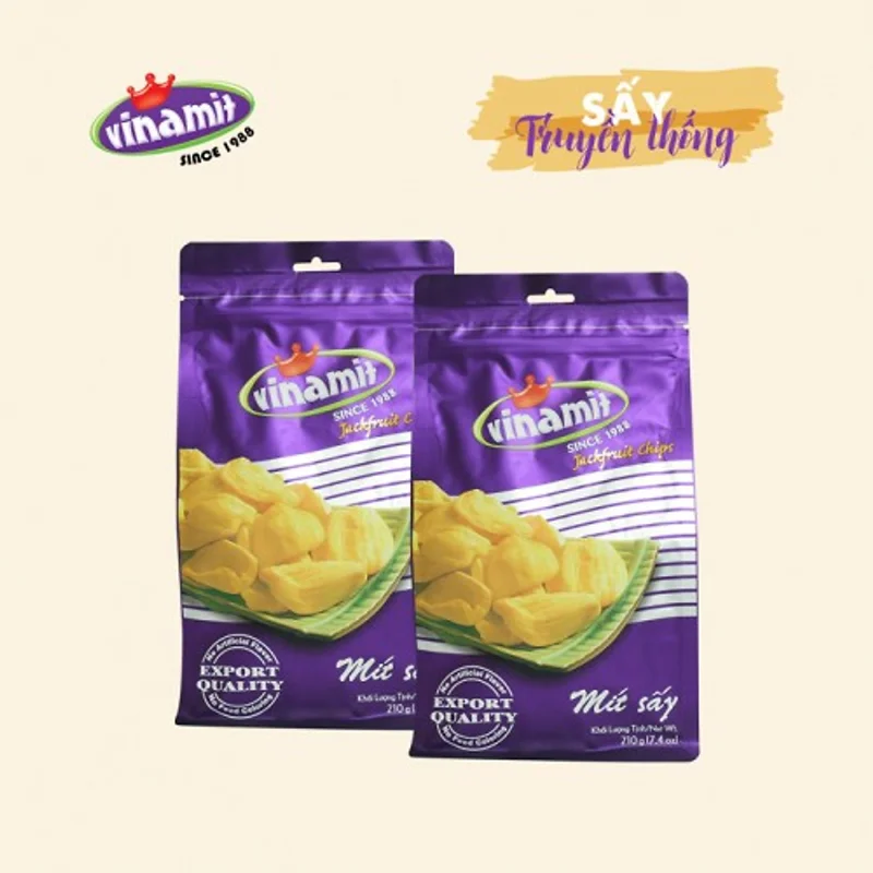 Mít sấy Vinamit hàng xuất khẩu loại đặc biệt, thơm ngon, giòn tan, nguyên chất, chính hãng 100