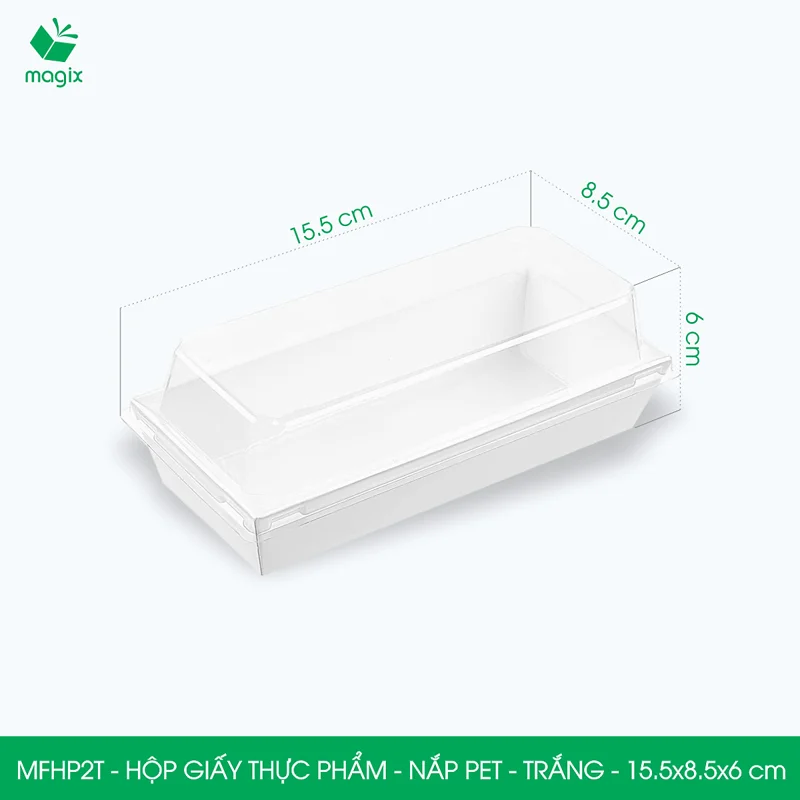 Combo 25 hộp giấy thực phẩm nắp Pet, hộp giấy đựng thức ăn, hộp bánh nắp trong