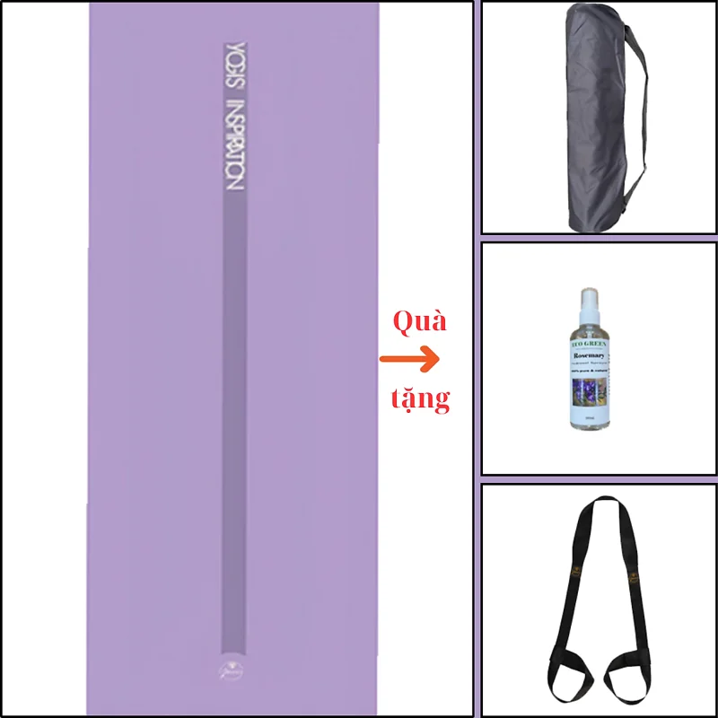 Thảm tập yoga chính hãng Yvonne, Flowstate Purple (TẶNG KÈM 3 PHẦN QUÀ) dày 6mm bề mặt nhám, siêu bám, chống trơn trượt, ưa mồ hôi