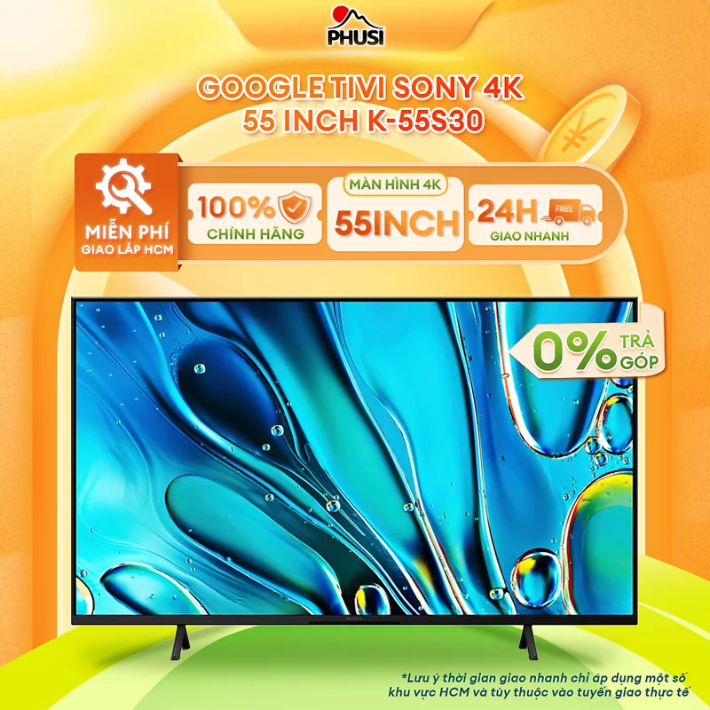 Google Tivi LED Sony 4K 55 inch K-55S30 VN3 - Hàng Chính Hãng