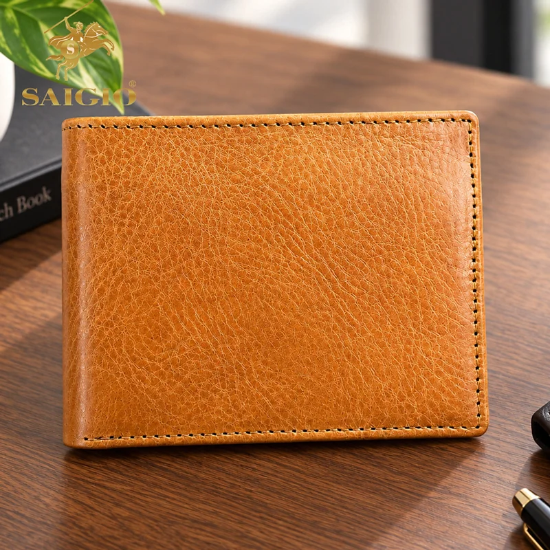 Ví Nam Nhỏ Gọn Cao Cấp HERITAGE, Da Bò Full Grain Siêu Bền Bỉ, Thiết Kế Đơn Giản, Dáng Ngang - Gập 2, Đựng Tiền và Thẻ ATM Tiện Dụng – Hàng Chính Hãng SAIGIO