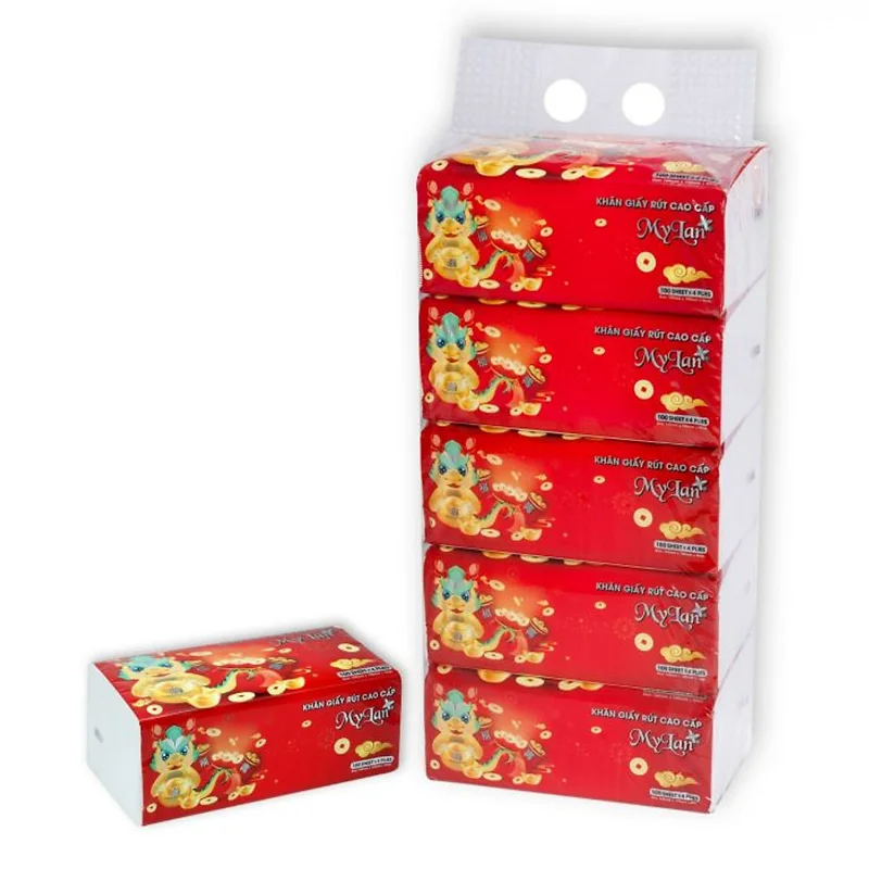 10 Gói Khăn Giấy Rút Tết Cao Cấp MyLan Siêu Dai Mềm Mịn, Không Bụi, An Toàn Cho Da, Hàng Chính Hãng