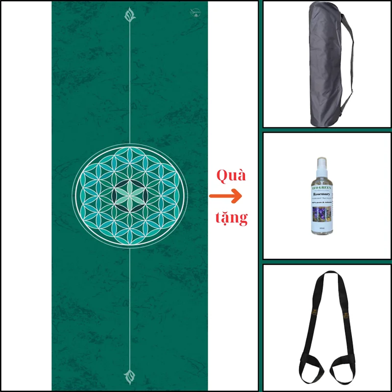 Thảm tập yoga chính hãng Yvonne, Wheel of Life, (TẶNG KÈM 3 PHẦN QUÀ) dày 6mm bề mặt nhám, siêu bám, chống trơn trượt, ưa mồ hôi,