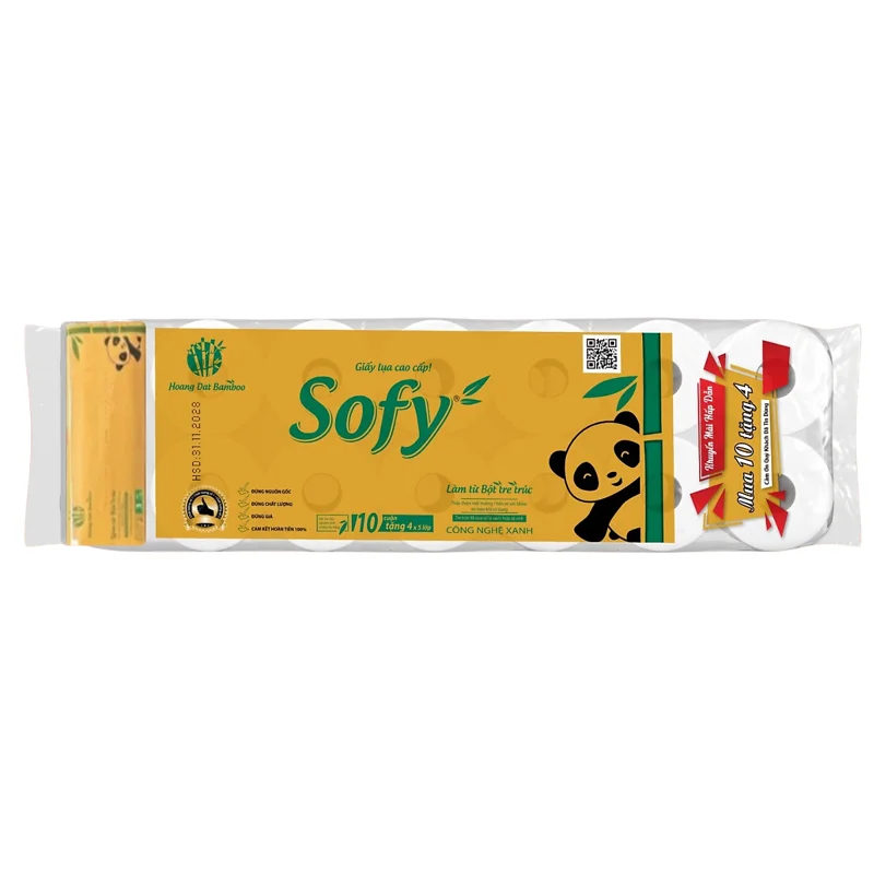 (Mua 10 tặng 4) Giấy vệ sinh comfy Sofy Gấu trúc Vàng 12 cuộn + Tặng 400 tờ giấy ăn + gói 8 Khăn ướt