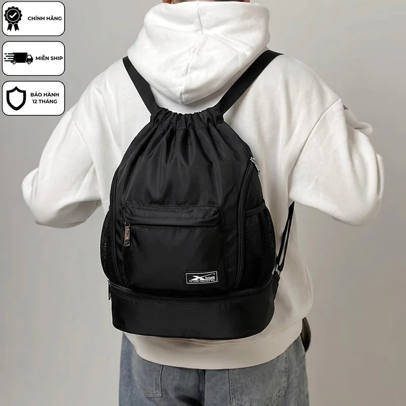 Balo Thể Thao Dây Rút Xbags Wisdom XB 6004 – Balo Dây Rút Chống Nước, Màu Đen Cá Tính, Thiết Kế Năng Động Tiện Dụng!