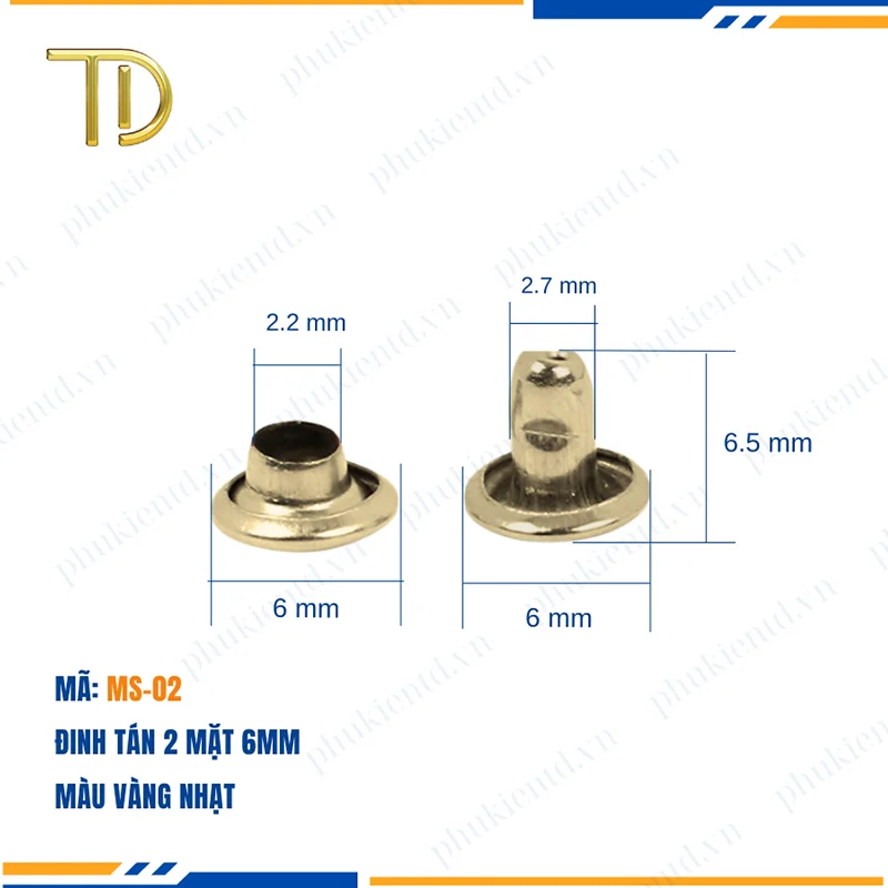 Đinh tán túi xách, đinh tán kim loại quần áo 6mm,8mm cao cấp công nghệ mạ điện độ bền 5-8 năm