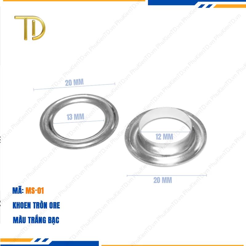 Khoen ore mắt cáo, Khoen mắt cáo ore, Vòng khoen túi xách 20mm công nghệ mạ điện độ bền 5-8 năm