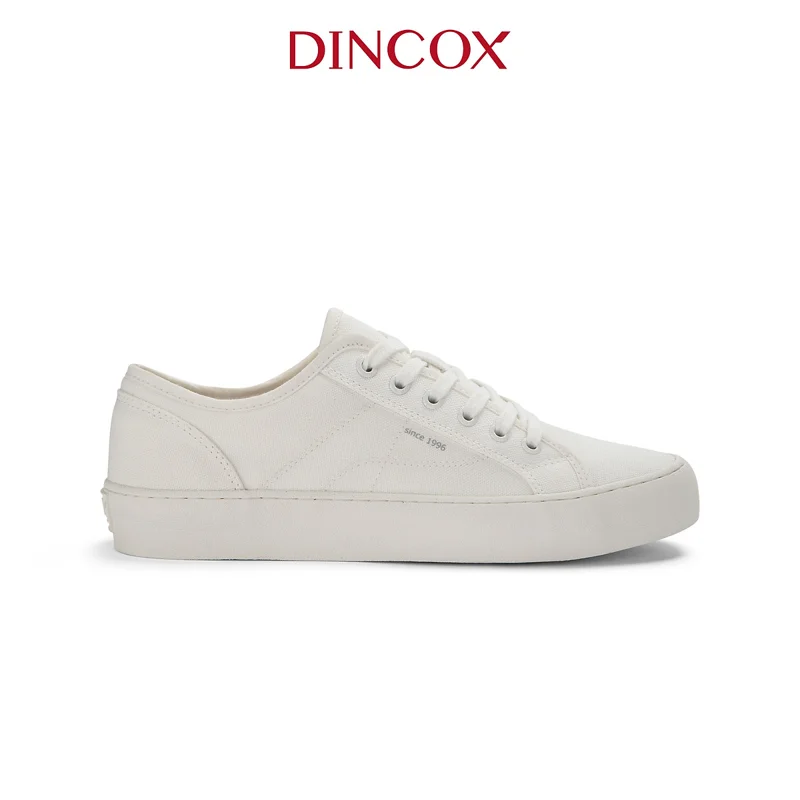 Giày Sneaker Vải Canvas Nam Nữ E18 White Dincox Shoes Sang Trọng