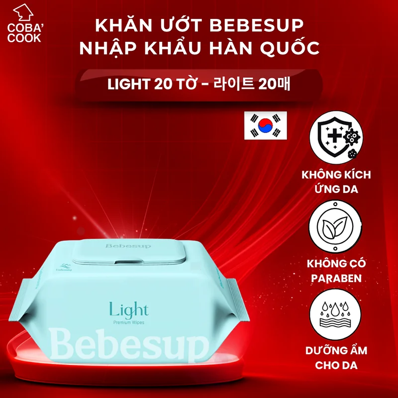 Khăn Ướt Bỏ Túi Hàn Quốc Bebesup Light 20 Tờ Thương Hiệu Bebesup