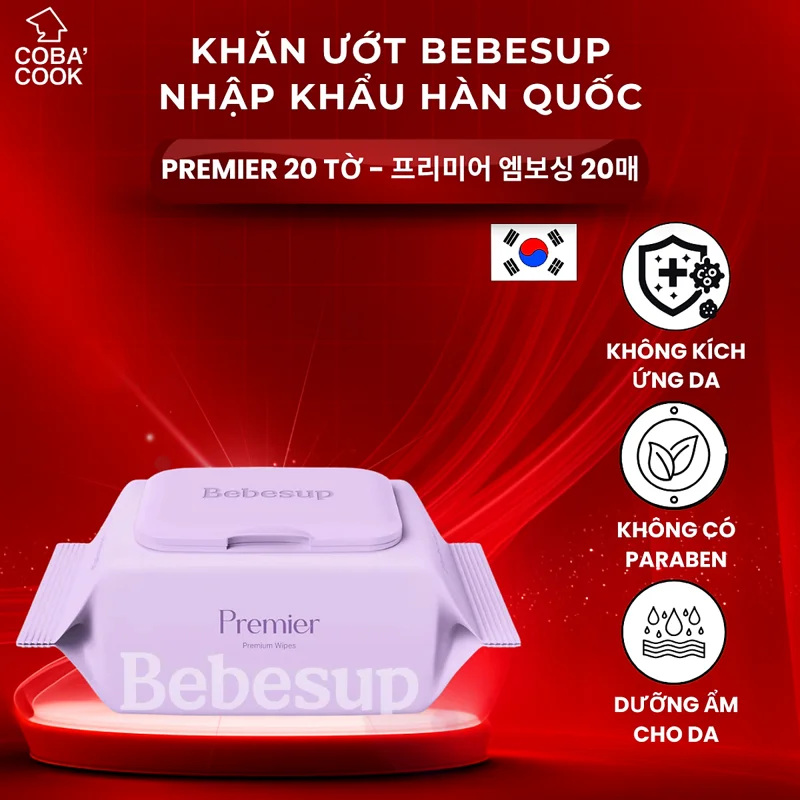 Khăn Ướt Gói Nhỏ Hàn Quốc Bebesup Primier 20 Tờ/Gói Thương Hiệu Bebesup