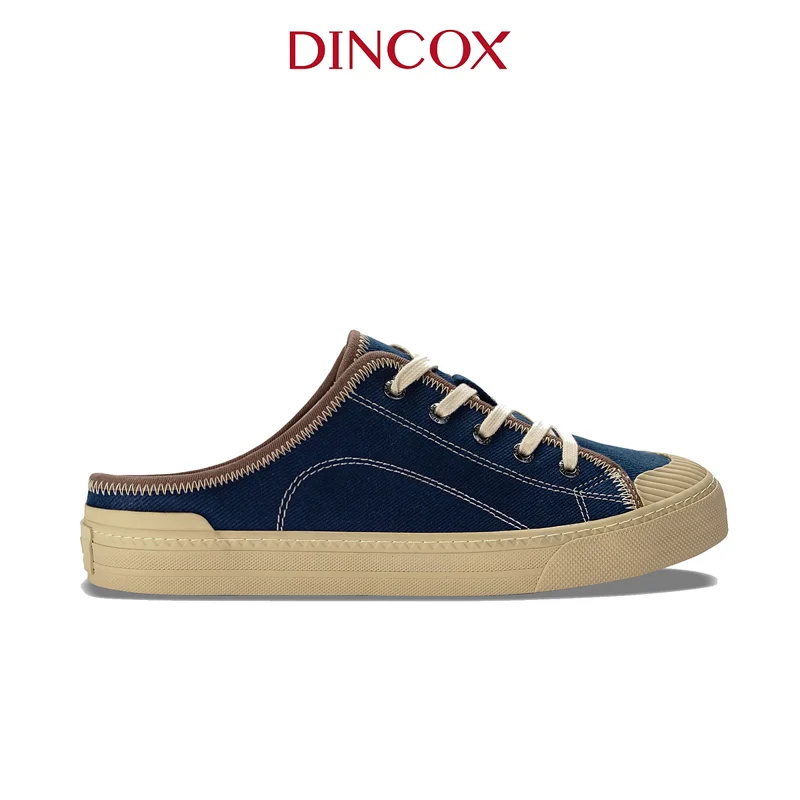 Giày Sục Đạp Gót Mules Vải Sneaker Unisex Tăng Chiều Cao 4cm DINCOX E10 Dark Navy
