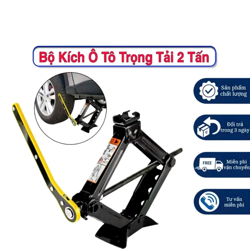 Kích Nâng Gầm Ô Tô, Xe Máy 2 Tấn Loại Dày – Kèm Cờ Lê, Nhỏ Gọn Và Tiện Lợi