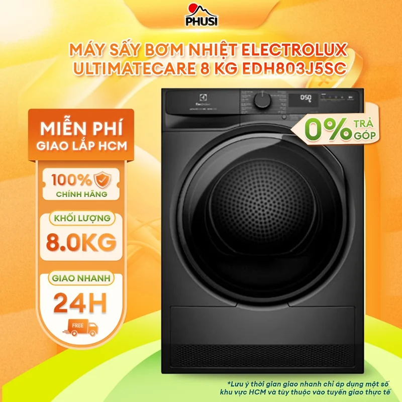 Máy sấy bơm nhiệt Electrolux UltimateCare 8 kg EDH803J5SC - HÀNG CHÍNH HÃNG - CHỈ GIAO HCM