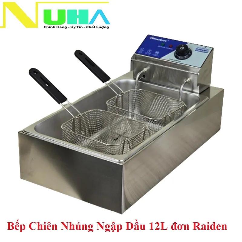 Bếp chiên nhúng ngập dầu 12L đơn Raiden RD-1112, công suất 3000W, 2 rổ chiên-Hàng chính hãng