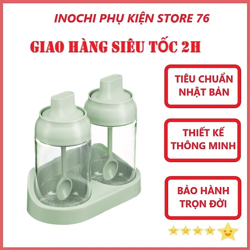 Bộ 2 lọ gia vị Tritan Yoko Hộp đựng gia vị chất liệu nhựa an toàn cho sức khỏe chuẩn xuất Nhật , EU - Tặng kèm khăn lau pakasa
