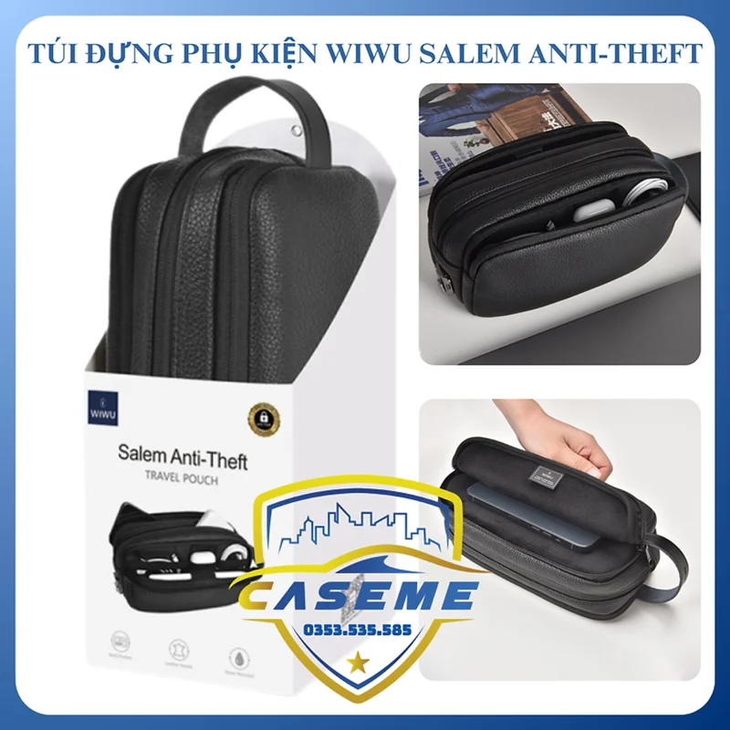 Túi Đựng Phụ Kiện Salem Anti-Theft, Thời Trang, Đa Năng Có Khóa Chống Trộm - Hàng Chính Hãng