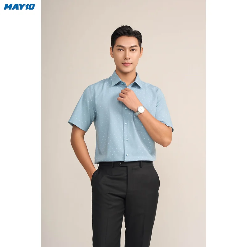 Sơ mi nam cộc tay May10 form RegularFit mã 010124195ONGB AH388
