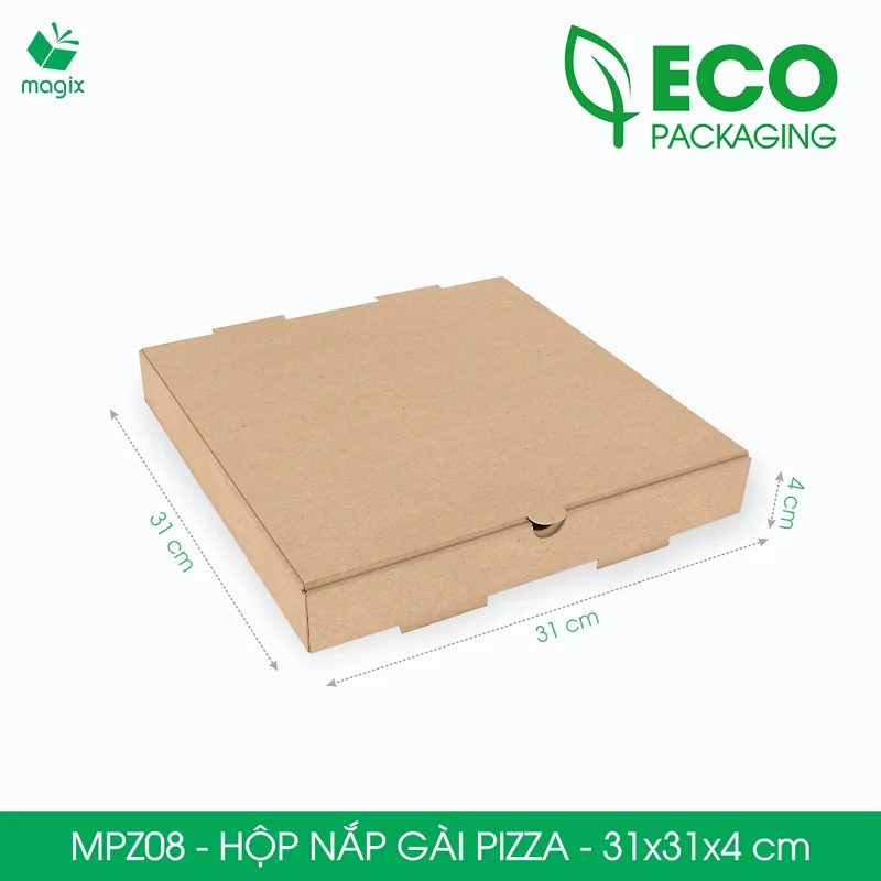 MPZ08 - 31x31x4 cm - 60 Hộp nắp gài pizza đa dụng - Hộp nắp gập, hộp carton gói hàng, hộp quà
